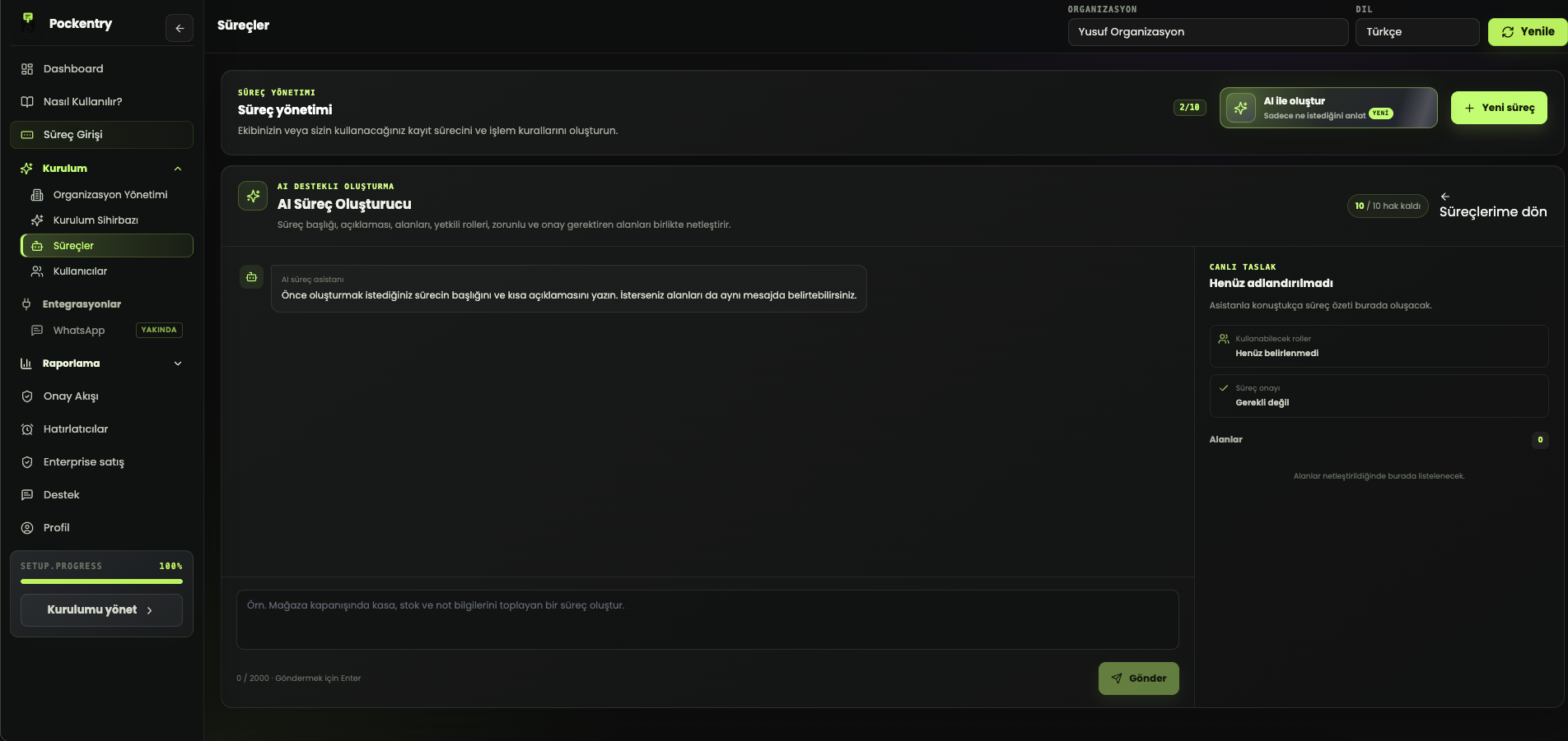 Pockentry workflow creation assistant